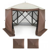 Costway 11.5 X 11.5 Ft Tente De Gazebo Pop-up Avec Des Murs De Filet De Maille 2 Chiffons Amovibles De Vent D’intimite
