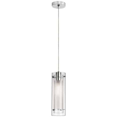 Dainolite Pasha 1 Light Pendant Polished Chrome Finish Clear/Frosted Glass Lamp|Luminaire suspendu Pasha de Dainolite en verre transparent et givré, avec fini chromé poli et 1 ampoule