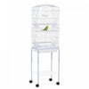 Pawhut 62\" Cage Pour Oiseaux Cacatoes Maison De Jeu Pinson Fournitures Pour Animaux Avec Roues Blanches