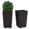 Costway 23 \"planteurs Hauts Ensemble De 2 Pot De Plante En Mousse De Rattan Pot D'arbre Arrosant Automatiquement Brown