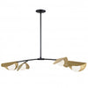 Luminaire suspendu horizontal Emma de Dainolite en verre blanc, avec fini noir mat et laiton vieilli, et 4 ampoules