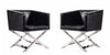 Fauteuil d’appoint contemporain en cuir vegetalien Hollywood, noir – Lot de 2