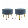 Lot de 2 poufs d’appoint Bailey style milieu du siecle moderne, rembourres, bleu
