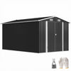 Outsunny Abri Metallique 12' x 8', Grand Abri de Rangement Exterieur, Gris Fonce