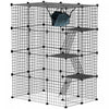 Pawhut Grande Cage Pour Chat A 4 Niveaux, Parc Pour Animaux De Compagnie Avec Hamac, Plates-formes, Rampes, Lieu D'exercice Pour 1 A 3 Chats, Utilisation En Interieur, Noir