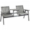 Outsunny Banc D'exterieur 2 Places Avec Table, Banc De Jardin En Bois, Gris