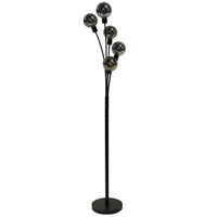 Lampe à pied Budding Branch de Dainolite en verre fumé, avec fini noir et 5 ampoules