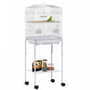 62\" Bird Cage Cockatoo Play House Finch W/ Doors Wheel Blanc