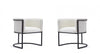 Chaise de salle a manger moderne mi-siecle cosmopolite en cuir vegetalien et metal ivoire - Lot de 2