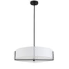 Luminaire suspendu Preston de Dainolite de 21 po de diamètre avec abat-jour blanc, fini noir mat et 4 ampoules