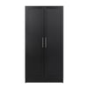 Armoire d’appoint de rangement Elite avec portes à panneaux et 3 tablettes - noire
