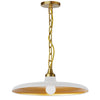 Luminaire suspendu Quentin de Dainolite avec abat-jour blanc mat et doré, fini laiton vieilli et 1 ampoule