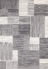 Carpette Forte blanche, grise et noire à motif de taches rayées modernes - 7 pi 9 po x 10 pi 6 po