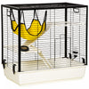 Pawhut Cage Petit Animal Habitat Interieur Cage Pour Cochons D'inde Furets Chinchillas, Avec Accessoires Hamac Bouteille D'eau Balcon Rampe Plat De Nourriture, 31.5\"x19\"x30.75\", Jaune