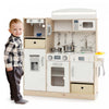 Costway Enfants Pretendre Jouer Cuisine Jouet En Bois Avec Eclairage Led Et Cafetiere