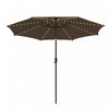 Costway Parasol de marche de patio 10 FT avec 112 LED solaire, inclinaison avec manivelle, exterieur couleur cafe