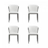 Chaise de salle a manger moderne en cuir vegetalien et metal Kirsten, blanche - Lot de 4
