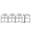 Chaise de salle a manger Augusta moderne en metal et cuir vegetalien blanc - Lot de 4