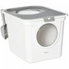 Bac A Litiere Pawhut, Bac A Litiere Ferme Avec Entree Avant, Sortie Superieure, Pelle, Toilettes Faciles A Nettoyer, Blanc