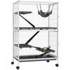Pawhut Cage Roulante A 5 Niveaux Pour Petits Animaux, Cage Pour Cochon D'inde, Furet, Chinchilla, Chaton, Lapin, Petite Maison De Jeu Pour Animaux De Compagnie Avec Hamac, Plateau Amovible, Gris Clair