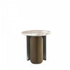 Table d’appoint moderne Monica en bronze avec plateau en pierre frittee