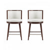 Tabouret de comptoir moderne en bois et tissu Evalyn blanc - Lot de 2