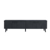 Meuble TV Jodie style milieu du siecle a cannelures, 175 cm, gris charbon