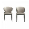 Chaise de salle a manger moderne en metal et cuir vegetalien Kirsten, gris clair - Lot de 2