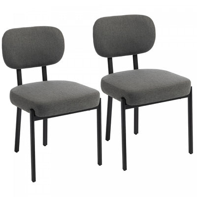HOMCOM Upholstered Linen Fabric Dining Chairs, Kitchen Chairs, Grey