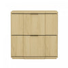 Table de nuit Clive style milieu du siecle 56 cm en naturel et dore (2 tiroirs)