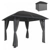 Tonnelle rigide Outsunny 3x3 m avec toit en polycarbonate UV60+ et rideaux
