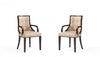 Chaise de salle a manger traditionnelle en bois avec assise rembourree Fifth Avenue, couleur beige - Lot de 2