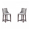 Tabouret de comptoir traditionnel en bois Fifth Avenue avec assise rembourree, gris clair - Lot de 2