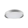 Plafonnier affleuré Flynn de Dainolite qui diffuse la lumière, avec fini chromé satiné et blanc, et ampoule de 24 W