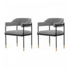 Fauteuil moderne en metal et chenille Lia gris - Lot de 2