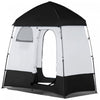 Outsunny Tente De Douche De Camping Pop Up Pliable Abri D'intimite Portable Pour 2 Personnes, Vestiaire Avec 2 Fenetres, 3 Portes, Sac De Transport, Gris Et Noir