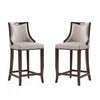 Tabouret de bar en bois traditionnel Emperor avec assise rembourree, gris clair – Lot de 2