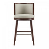 Tabouret de bar moderne en bois avec revetement en tissu couleur pierre Evalyn