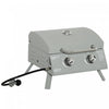Outsunny Barbecue au gaz propane a 2 bruleurs, barbecue portable, Argente