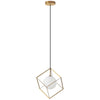 Luminaire suspendu Thomson de Dainolite en verre blanc opale, avec fini doré et 1 ampoule