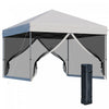 Outsunny 10' X 10' Tente De Fete Exterieure Avec Parois Laterales En Maille, Hauteur Reglable Sur 3 Niveaux, Sac A Roulettes, Argent