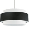 Grand lustre Priya de Dainolite avec abat-jour noir et blanc, fini noir mat et 4 ampoules