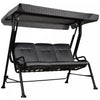 Outsunny Chaise Pivotante Exterieure Pour Porche En Metal Pour 3 Personnes Avec Auvent Pour Patio Et Jardin Au Bord De La Piscine, Gris