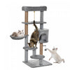 Pawhut Arbre A Chat, Tour A Chat A Plusieurs Niveaux De 47 Po Avec Griffoir, Hamac, Condo Pour Chat, Perchoir, Balle Jouet, Grand Arbre A Chat Pour Chat D'interieur, Gris