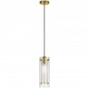 Luminaire suspendu Pasha de Dainolite en verre transparent et givré, avec fini laiton vieilli et 1 ampoule