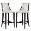 Tabouret de bar traditionnel en bois Fifth Avenue avec assise rembourree, blanc perle - Lot de 2