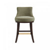Tabouret de comptoir moderne en bois Lucia avec assise en chenille vert feuille