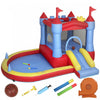 Qaba Chateau Gonflable pour Enfants avec Toboggan, Piscine/Bac a Balles, Panier de Basket