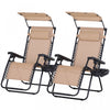 Chaise Longue Pliable 2 Pieces Outsunny Avec Auvent, Beige