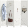 HOMCOM Paravent a 4 Panneaux avec Panneau Perfore pour Interieur, Blanc